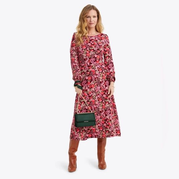 Draper James Patty Floral Long Sleeve Midi Dress in Viney Floral size XS - Picture 1 of 11